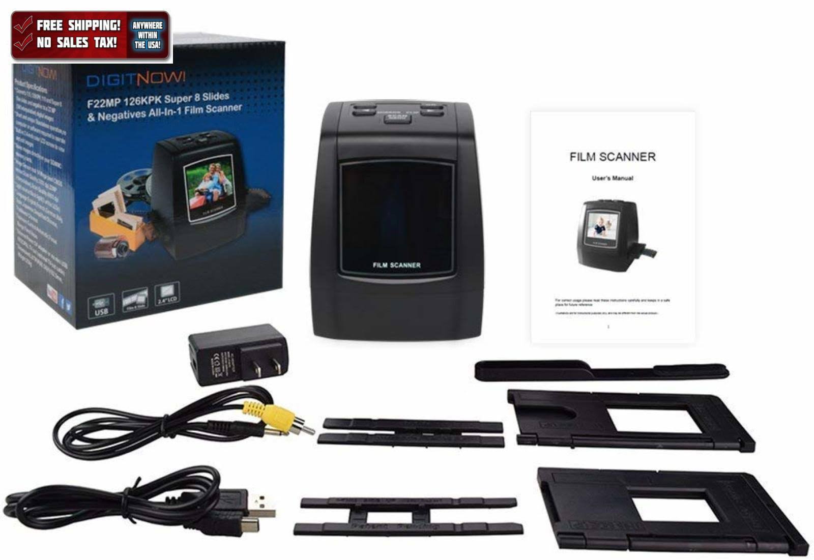 22MP All-in-1 Film u0026 Slide Scanner, 35mm 135 110 126 and Super 8 Films/Slides/Negatives Converter
