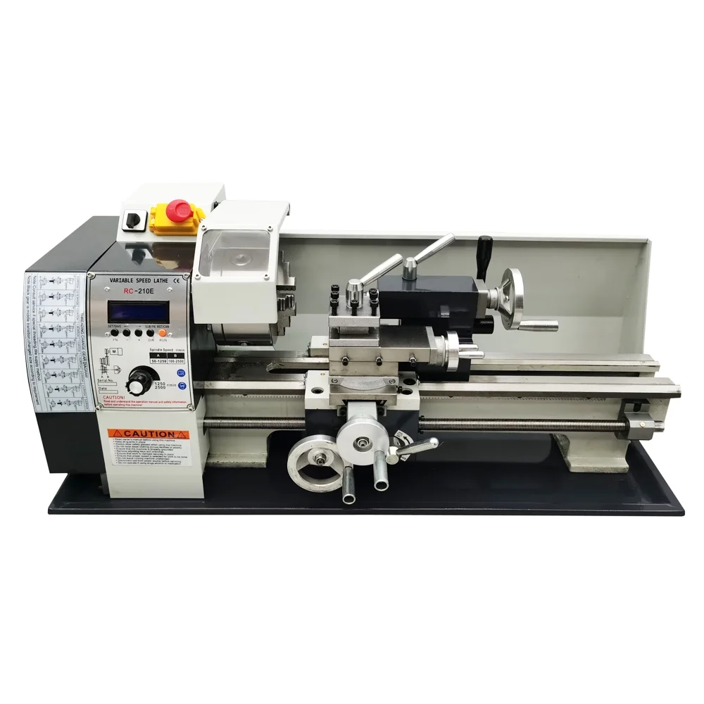INTBUYING 8.3"x15.75" Metal Lathe Precision Metal Bench Lathe RC-210E Metric/Inch Thread - Curated Treasures Market