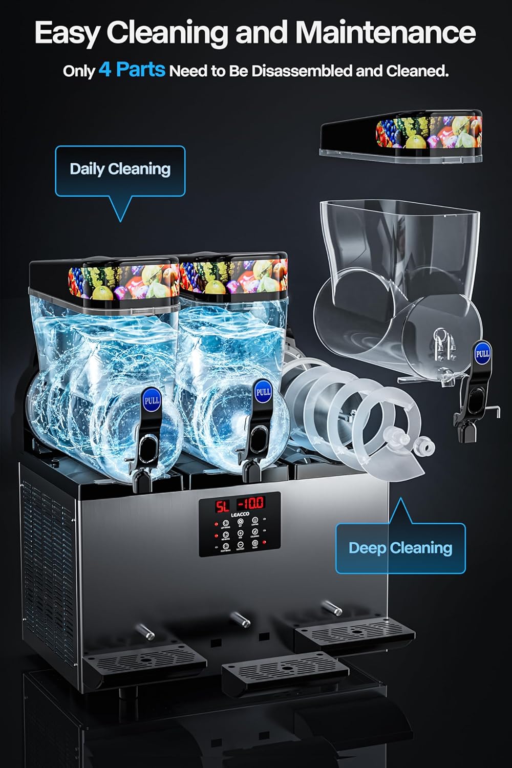 Commercial Slushie Machine, Frozen Drink Margarita Machine Smoothie Slushy Maker Stainless Steel 110V