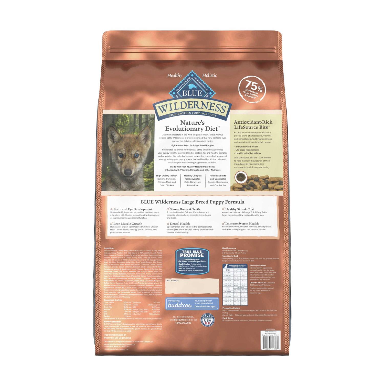Blue Buffalo Wilderness Large Breed Puppy High Protein Natural Chicken &amp; Wholesome Grains Dry Dog Food - Pet Supplies online store