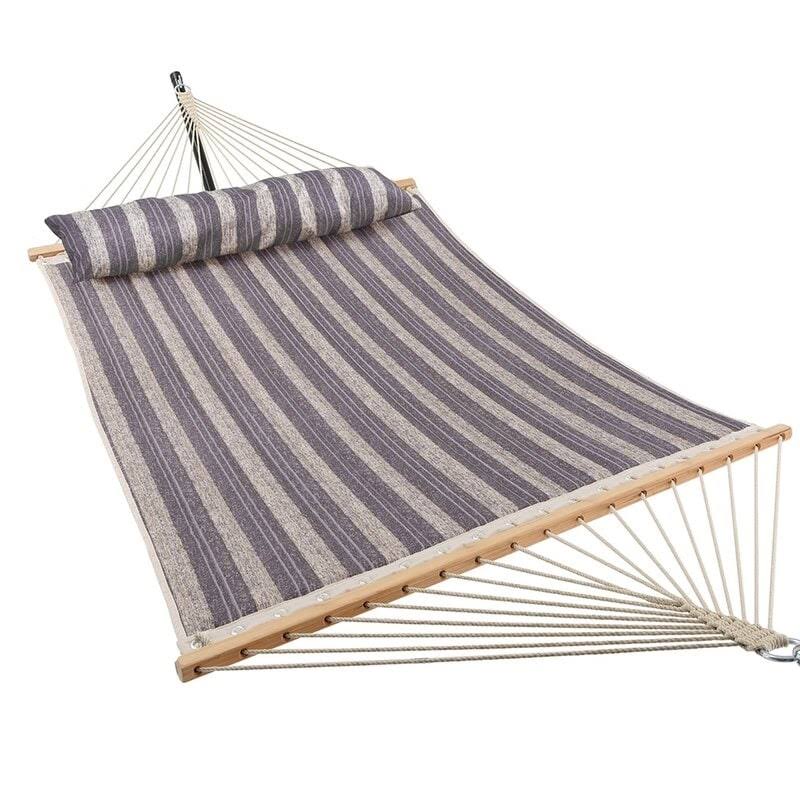 UPHA 11 ft. Padded Hammock with Spreader Bar Hammock - Blue Stripe