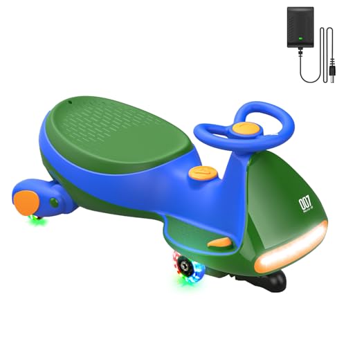 FanttikRide 12V N7 Pro Electric Wiggle Car with Pedal, Rechargeable Battery, CyberWiggle, 2 in 1 Swing Car, 2 Speed, Anti-Rollover, Flashing Wheels, Bluetooth, for Ages 3 and Up, 150 Lbs, Blue