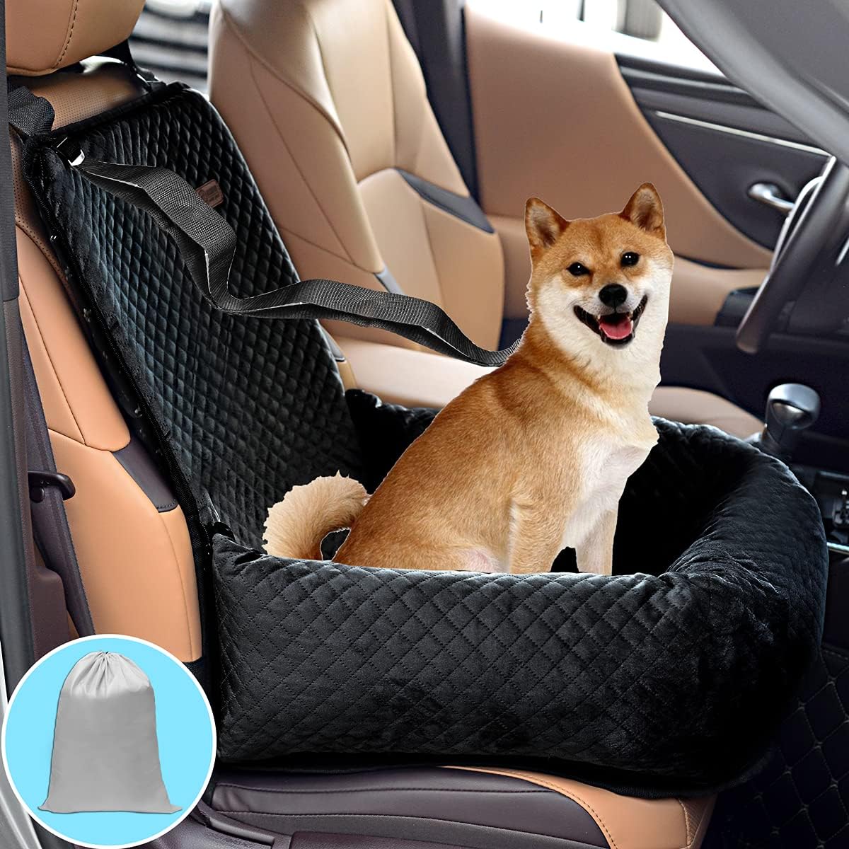 BOCHAO Dog Car Seat Pet Booster Seat Pet Travel Safety Car Seat,The Dog seat Made is Safe and Comfortable, and can be Disassembled for Easy Cleaning (Gray)
