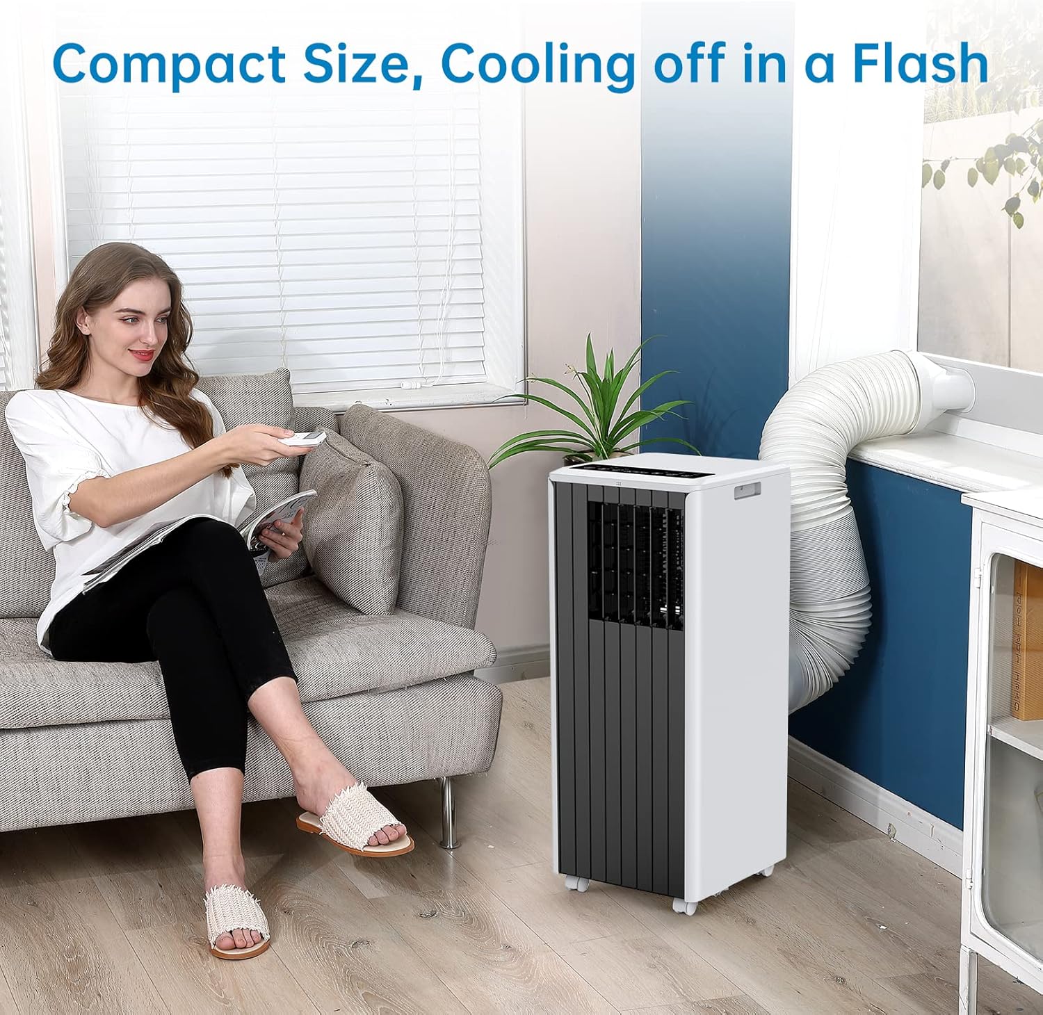 8000 BTU Portable Air Conditioner Unit, Air Conditioner with Remote Control, Cool, Fan and Dry Function, Sleep Mode/24Hrs Timer, Quiet Operation, 110-115V, Cools 350 Sq.ft