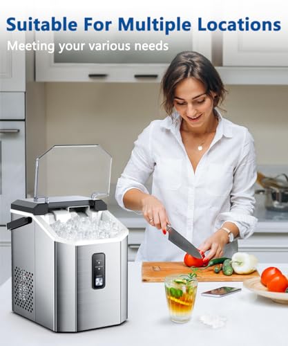 Joy Pebble Nugget Ice Maker, 10,000pcs/33lbs/Day, Portable Handheld Nugget Ice Maker Machine with Handle, Ice Makers Countertop Self-Cleaning, Ice Scoop and Basket