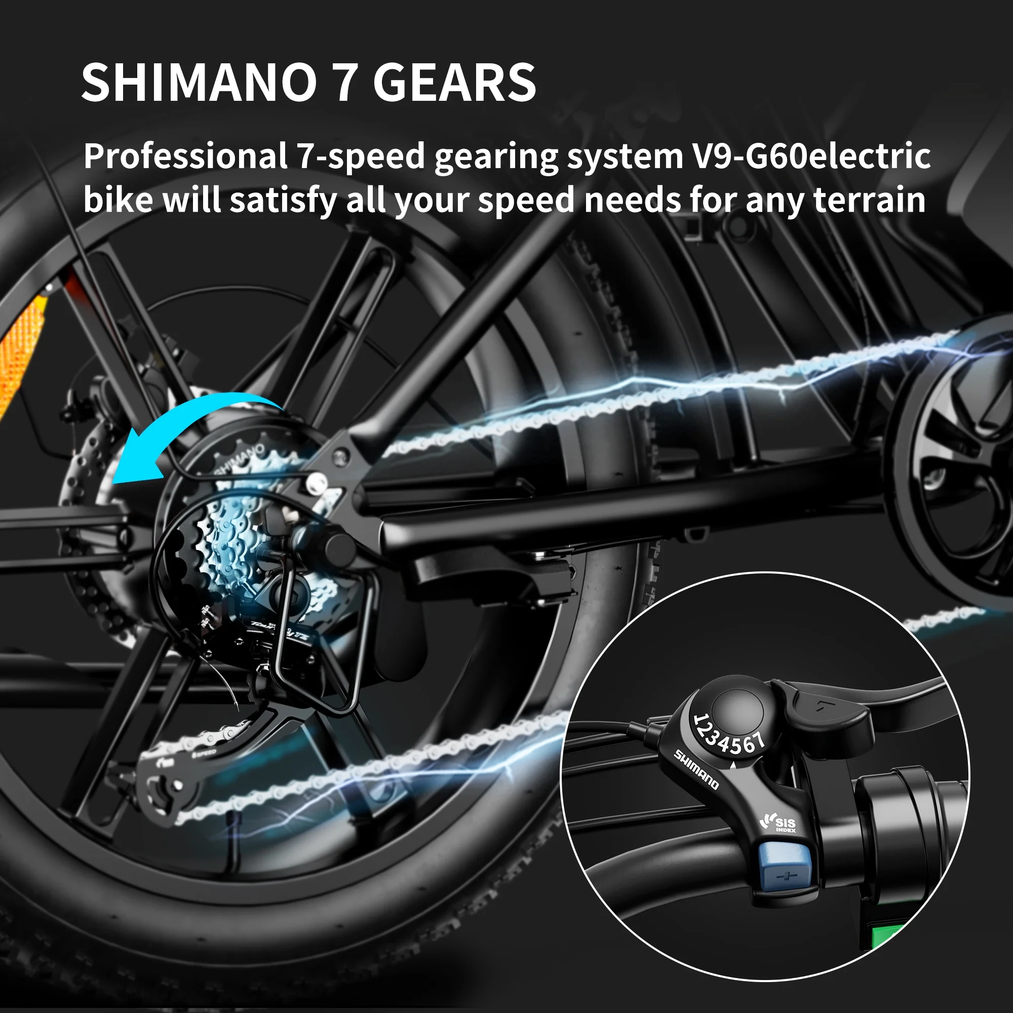 AMYET G60 Electric Bike for Adults,750W Ebike with 48V20Ah Removable Battery,20MPH &70 Miles 7 Speed Gears,20" Fat Tire Electric Bike,Dual Shock Absorber,Adults Electric Bicycle for Men
