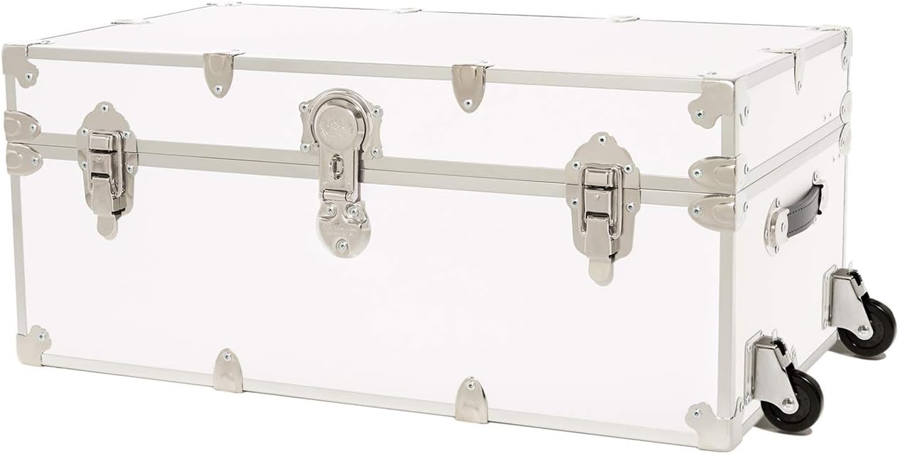 Rhino Trunk & Case Large Armor Trunk with Removable Wheels, Summer Camp, College, Storage 32x18x14 (Black)
