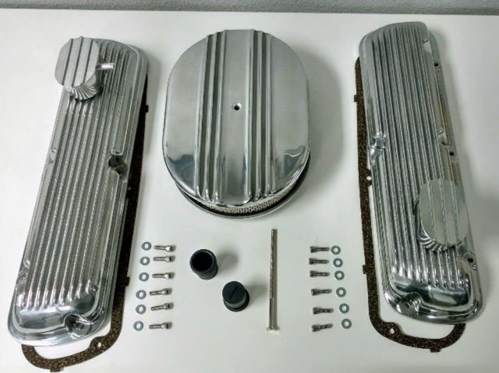 Finned Aluminum Engine Dress Up Kit, Compatible with Ford SBF V8 260 289 302 351W