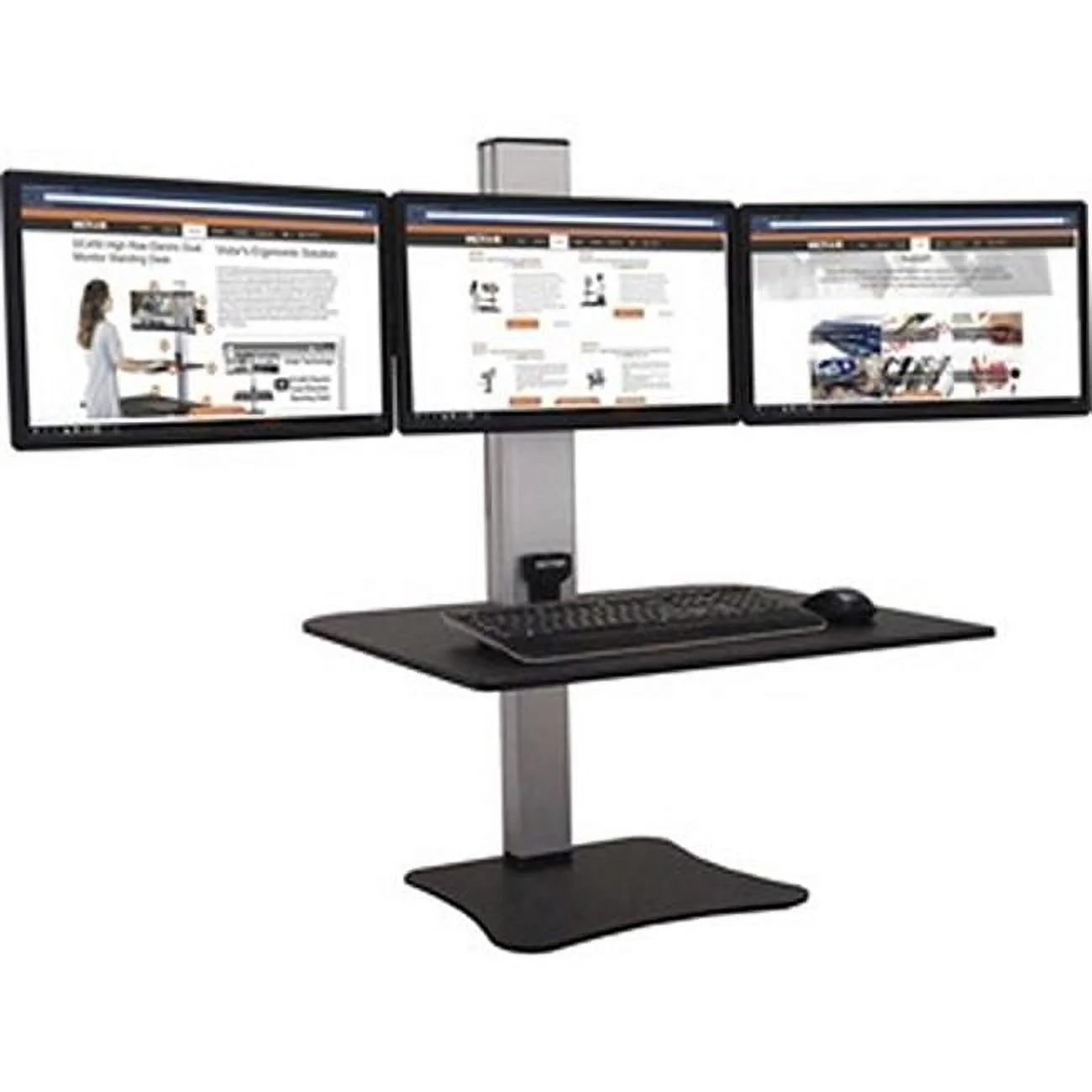 23 in. High Rise Electric Triple Monitor Standing Desk, Black