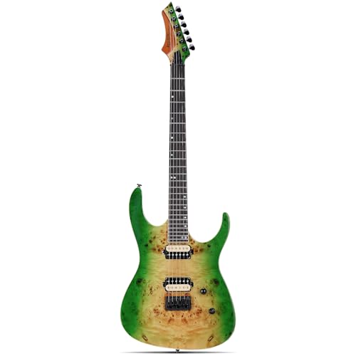 Leo Jaymz Electric Guitar Monsoon Series,Reverse Headstock,Mahogany Body,Roasted Maple Neck,Rosewood Fretboard,Locking Tuners,Rounded End Frets,AlnicoV Pickups,Fixed Bridge (Blue Flame)