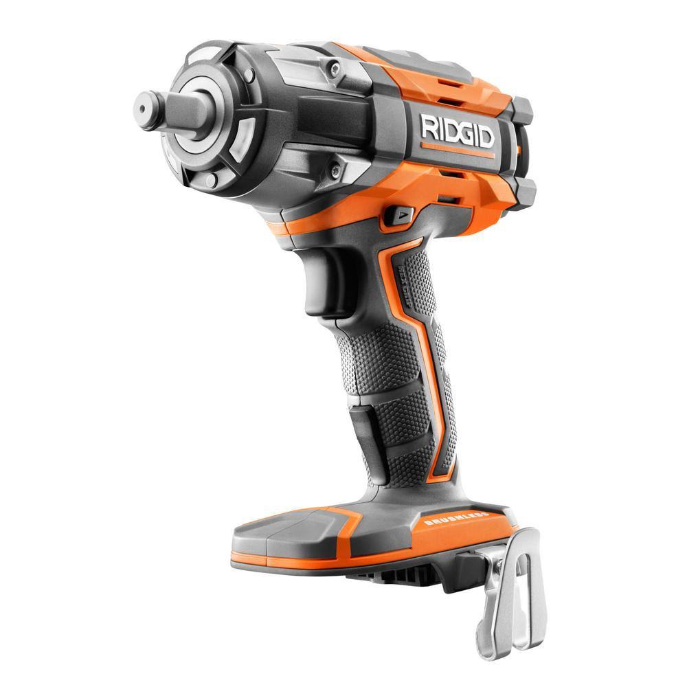 Ridgid 18-Volt Lithium-Ion Cordless Brushless 4-Mode Compact Impact Wrench Kit W