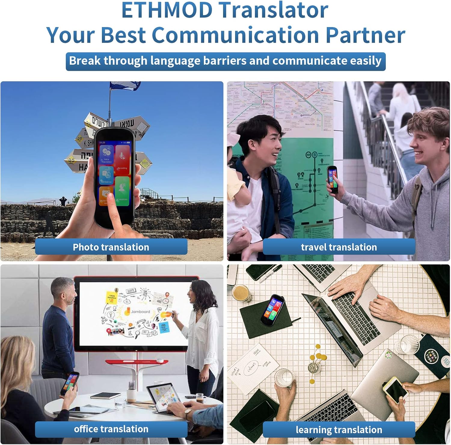 Language Translator Device, 127 Languages Portable Smart Voice Translator Supports WiFi/Offline/Images/Recording/Hotspot Handheld Translator Devices 4.0 '' IPS HD Large Touch Screen
