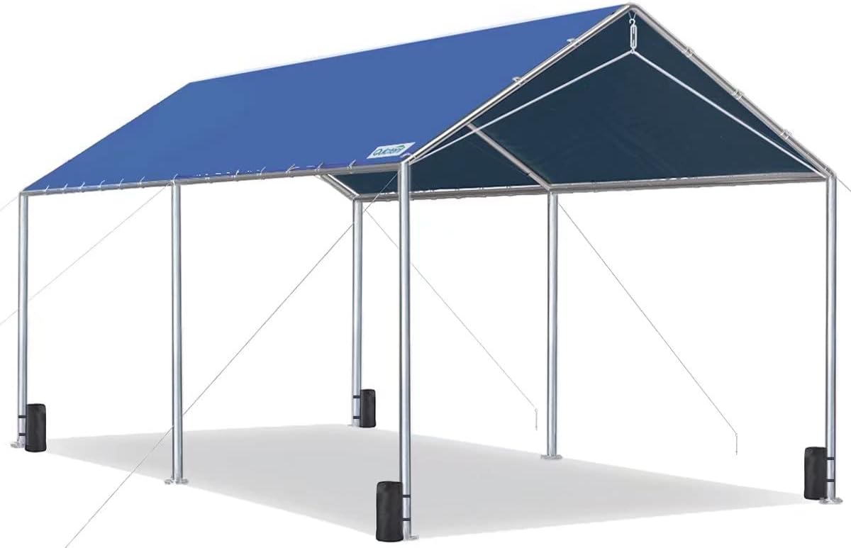 Quictent 10X20ft Upgraded Heavy Duty Carport Car Canopy Party Tent with 3 Reinforced Steel Cables-Green