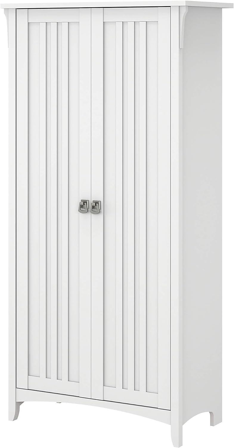 Bush Furniture Salinas Tall Storage Cabinet with Doors in Cape Cod Gray