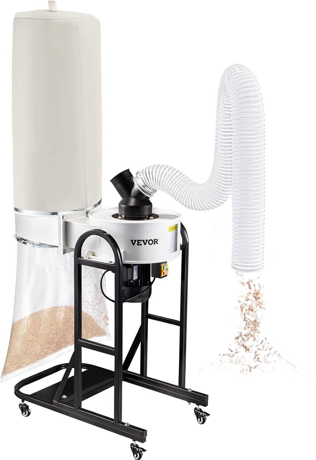 VEVOR 1.5 HP Dust Collector, 647 CFM Portable Vortex Dust Collector, Woodworking Dust Collector with 13.2-Gallon Collection Bag and Mobile Base, 220V Dust Collection System 25-Micron Canister Kit