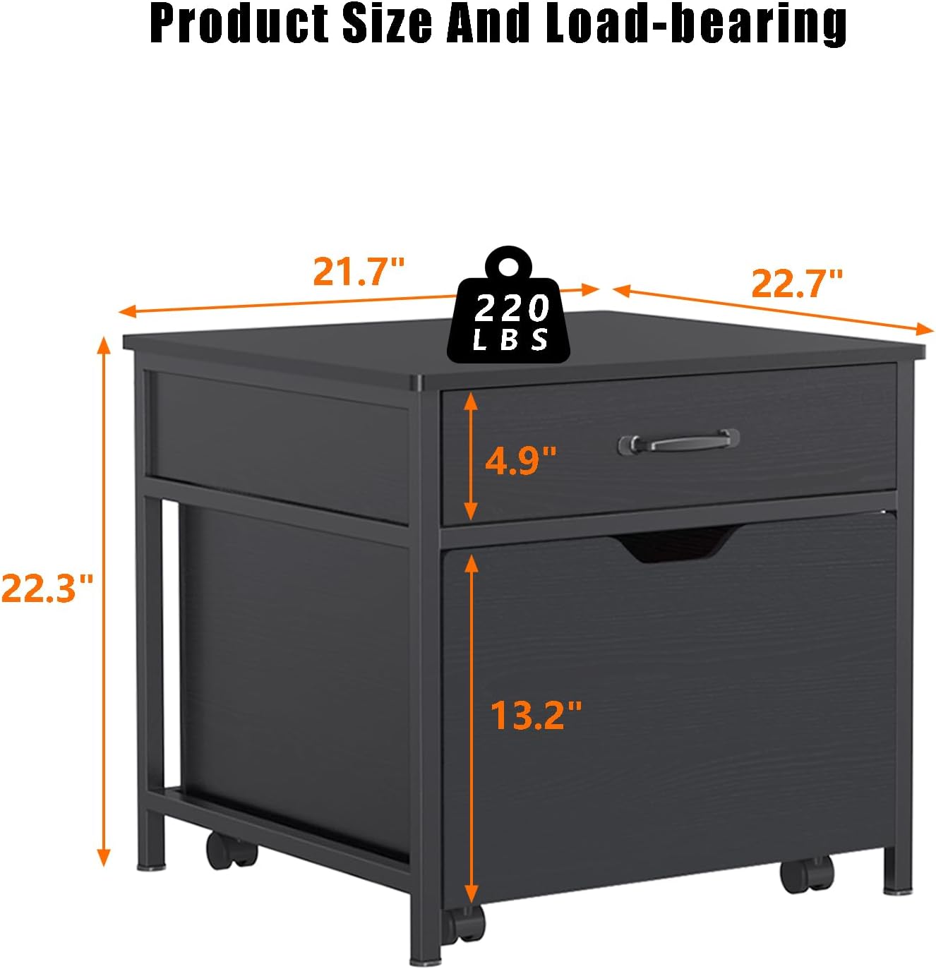 GDLF Mini Fridge Stand with Storage, Heavy Duty Mini Fridge Table with Rolling Cabinet 220LBS Capacity Tabletop for Dorm, Apartment,Office, Bedroom