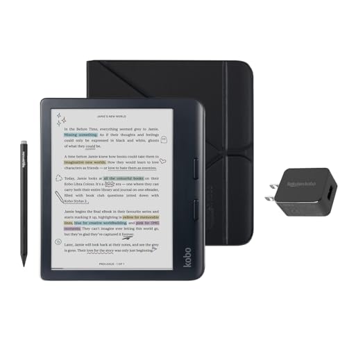 Kobo Libra Colour Black eReader with Case Bundle