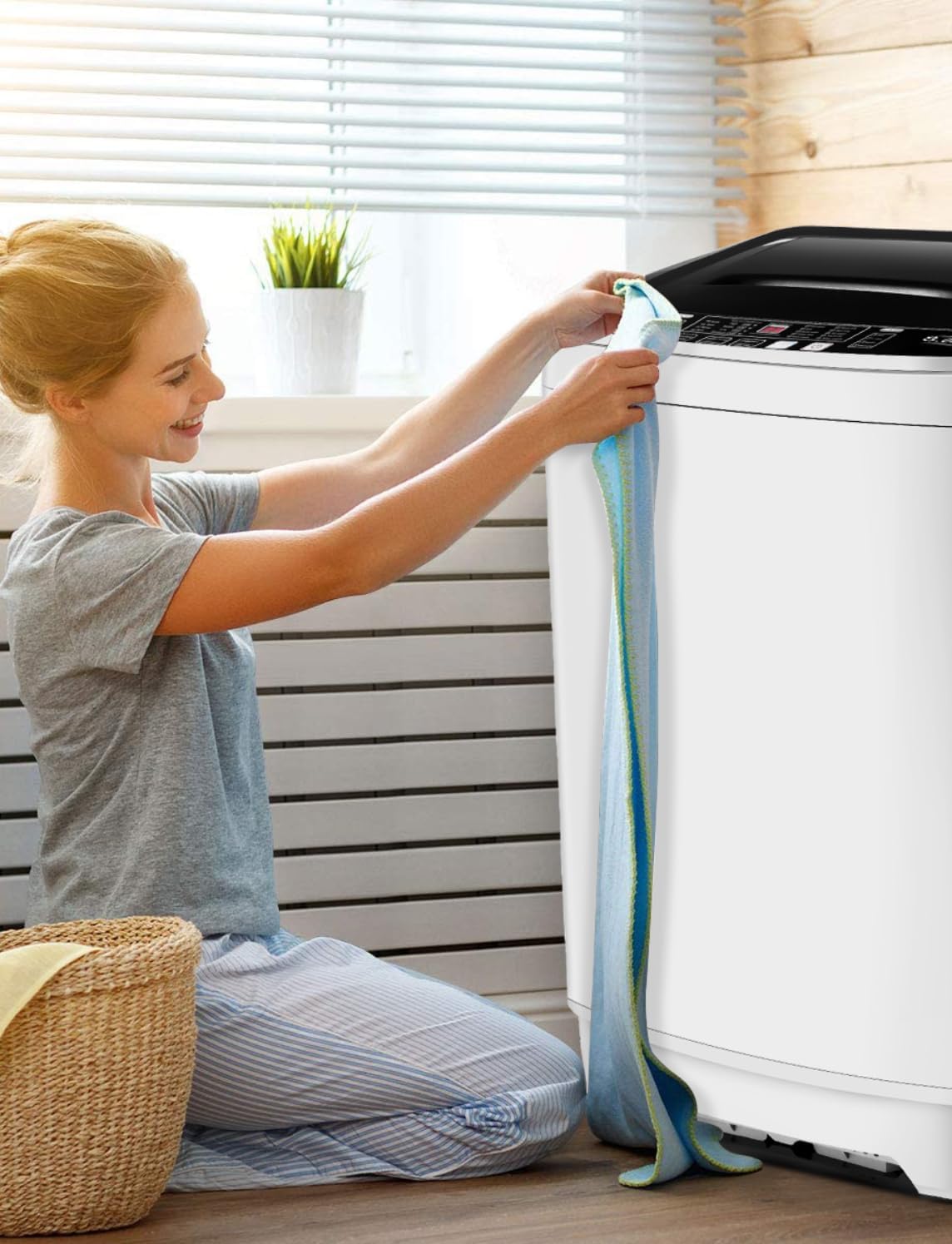Nictemaw Portable Washing Machine, 17.8Lbs Capacity Full Automatic Compact Laundry Washer, 2.3 Cu.ft Portable Washer with 10 Wash Programs & 8 Water Levels & Drain Pump for Apartment, RV, Dorm