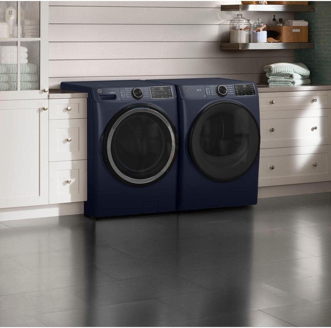 GE GFW550SPRRS 28 Inch Smart Front Load Washer with 4.8 cu. ft. Capacity, 1300 RPM, Time Saver Option, Connects with Amazon Alexa, in Saphire