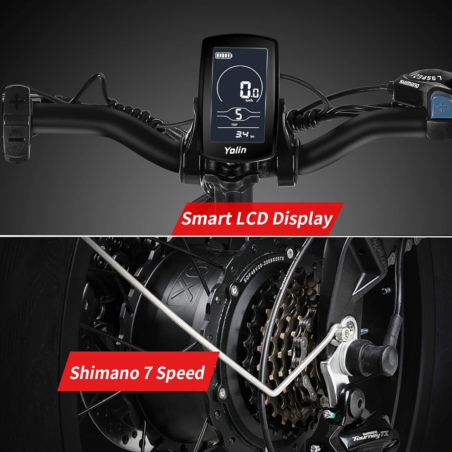GELEISEN Adult Electric Bicycles TT-S5, 20" 4.0 500W Fat Tire Electric Bike with 48V 14Ah Removable Battery, Foldable Ebikes for Adults with Shimano 7-Speed & Suspension Fork