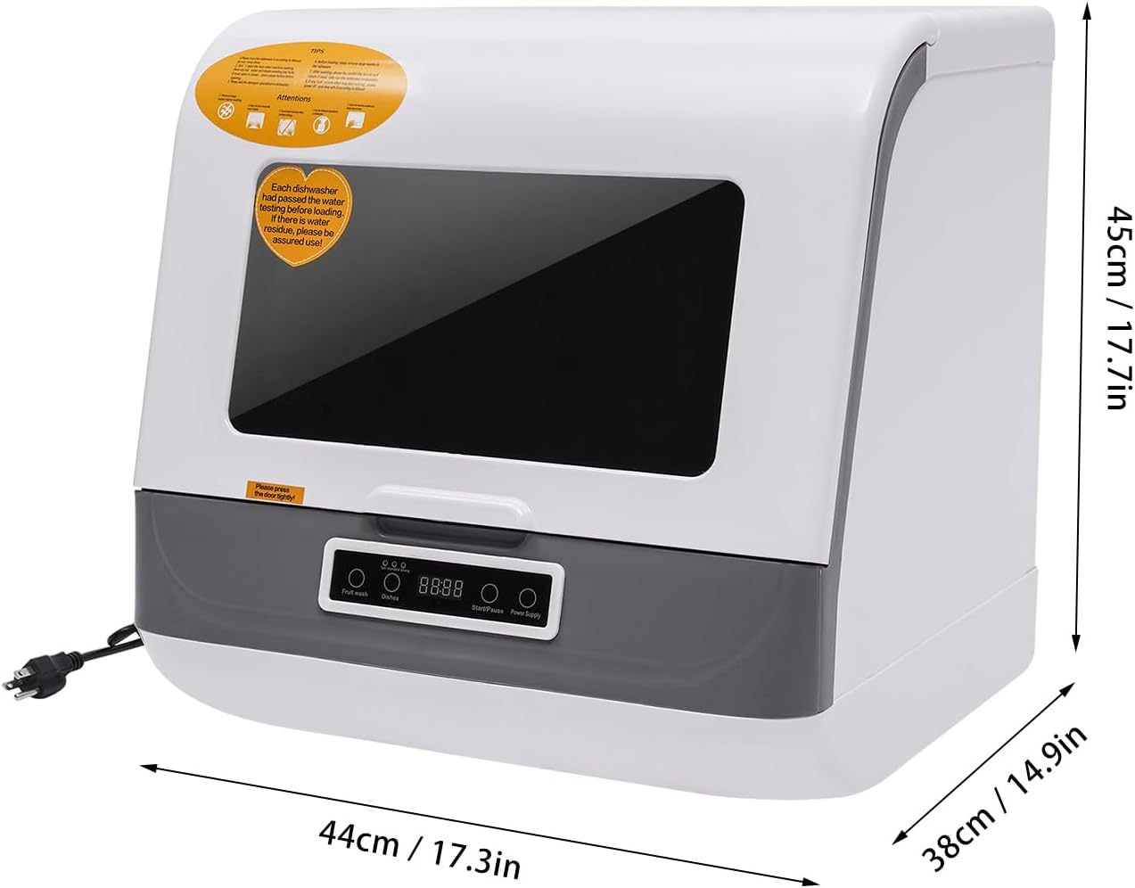 Portable Dishwasher Countertop, Mini Dishwasher with 3 Programs Standard, Fast & Strong 360° Dual Spray 75℉ Hot Air Drying Professional Complete Dishwasher for Dorm, RV& Apartment, White