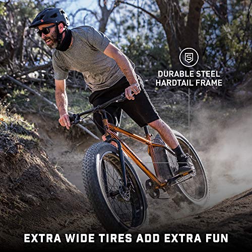 Mongoose Argus Trail or ST Fat Tire Mountain Bike, 20, 24 or 26 Inch Bike for Kids and Adults, 7 or 16 Speed, Aluminum or Steel Frame, Knobby Mountain Fat Tires, Mechanical Disc Brakes