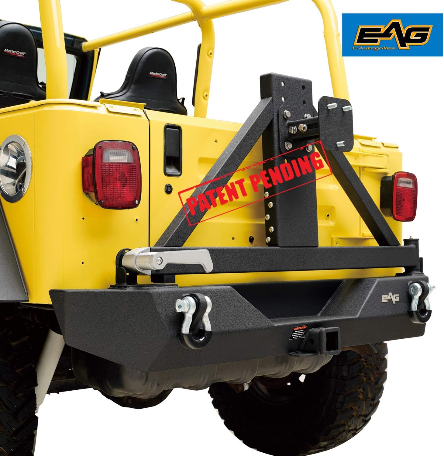 EAG Front LED Bumper and Rear Bumper with Assembled Tire Carrier Fit for 87-06 Wrangler TJ YJ
