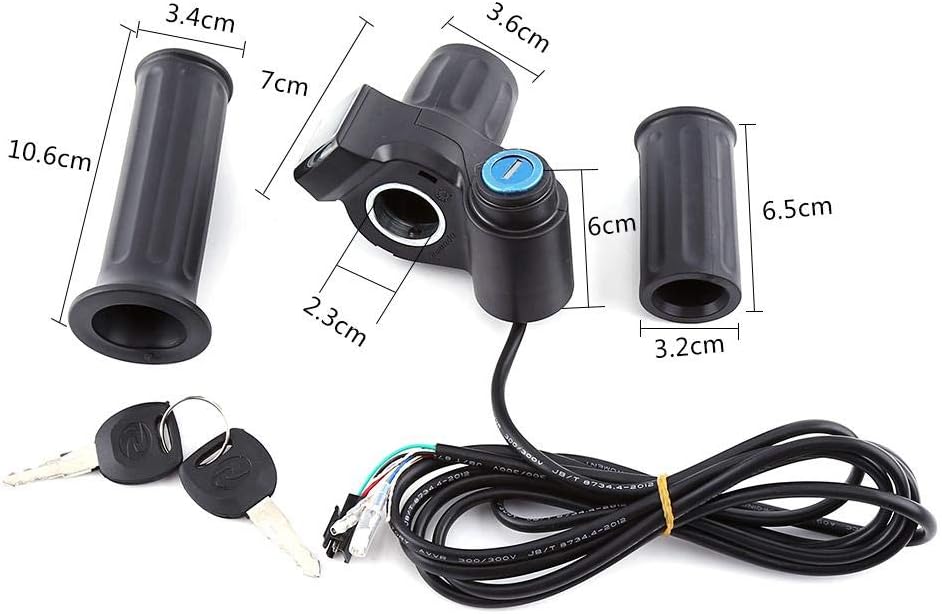 Zerodis Handlebar Grips, 12V-99V Electric Bike Scooter Half Wrist Throttle Grip Handle Half Twist Throttle Electric Bike Motor Scooter Speed Controller & Cable Set