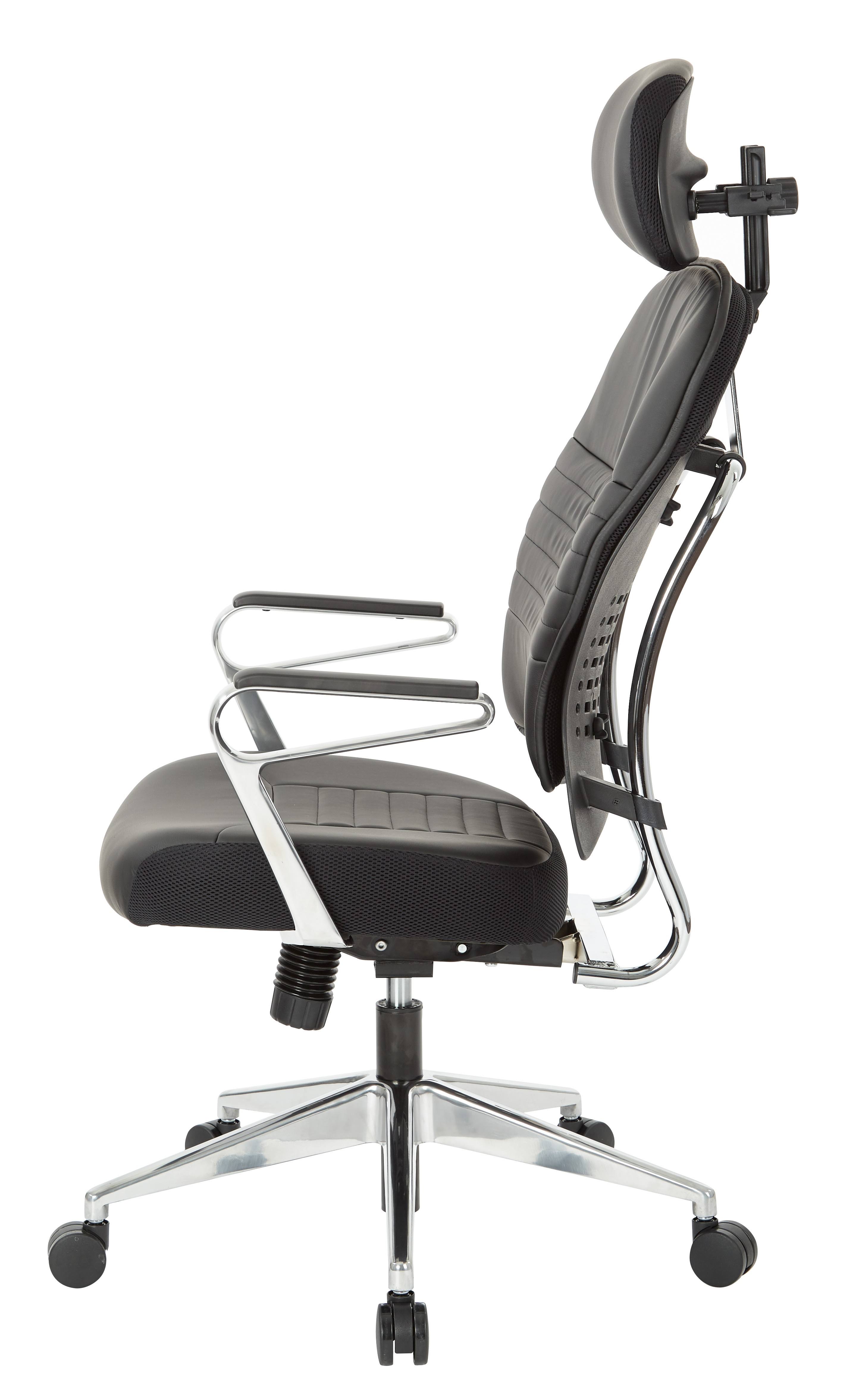 Space Seating 32-E33P91A7HL Bonded Leather Managers Chair with Headrest - Black