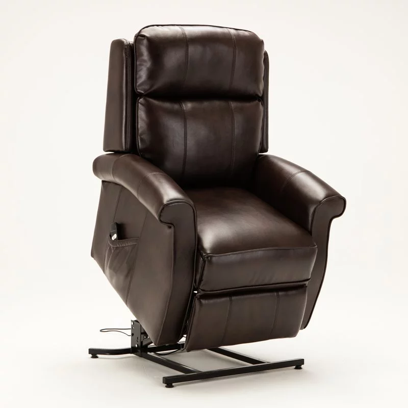 Bowery Hill Traditional Styled Faux Leather Lift Chair in Brown