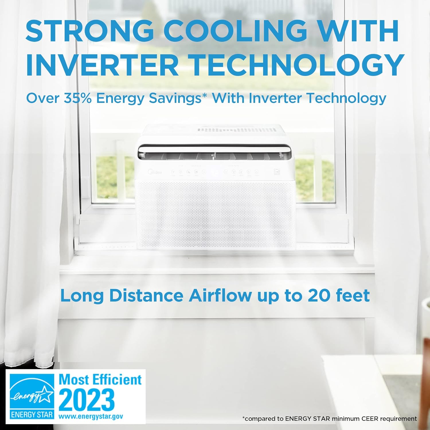 Midea 10,000 BTU U-Shaped Smart Inverter Window AC Bundle with 10,000 BTU Portable AC with Dehumidifier and Fan Modes
