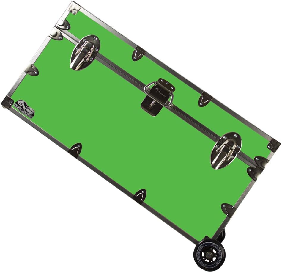 C&N Footlockers College Dorm Room & Summer Camp Lockable Trunk Footlocker with Wheels - Undergrad Trunk Available in 20 Colors - Large: 32 x 18 x 16.5 Inches (Black)