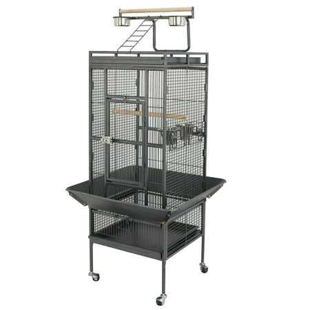 Homgarden 61-in 2in1 Large Bird Cage Play Top W/Rolling Stand for Medium Parrot Bird Black Iron Frame, Size: 61-Inch - Pet Supplies online store