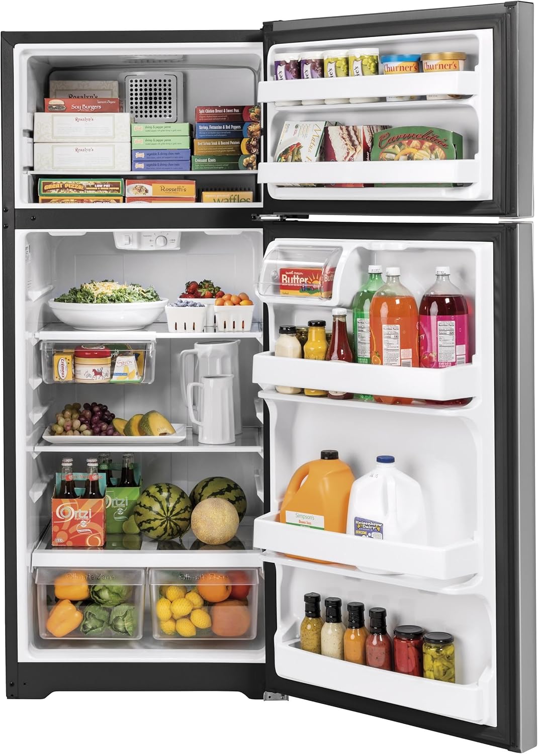 GE 17.5 Cu. Ft. Top Freezer Refrigerator in Fingerprint Resistant Stainless Steel