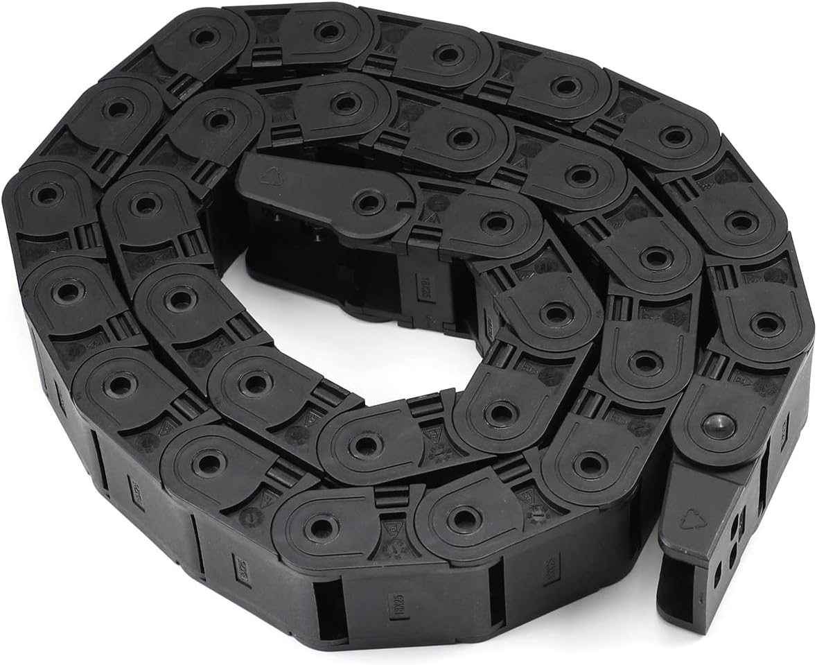 Fielect Drag Chain Cable Carrier Open Type with End Connectors R100 35X100mm 1 Meter Plastic for Electrical CNC Router Machines Black 1Pcs