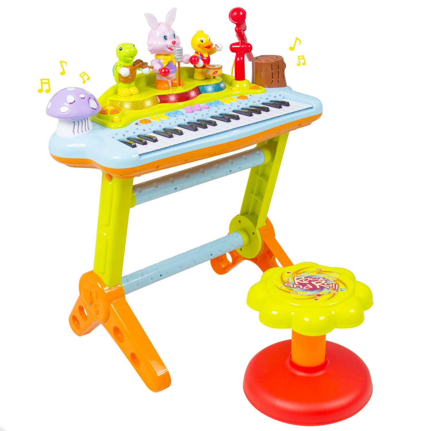 BestChoiceproducts Kids Musical Electronic Keyboard Piano Organ Microphone, Stool, Teaching Light Up Keys