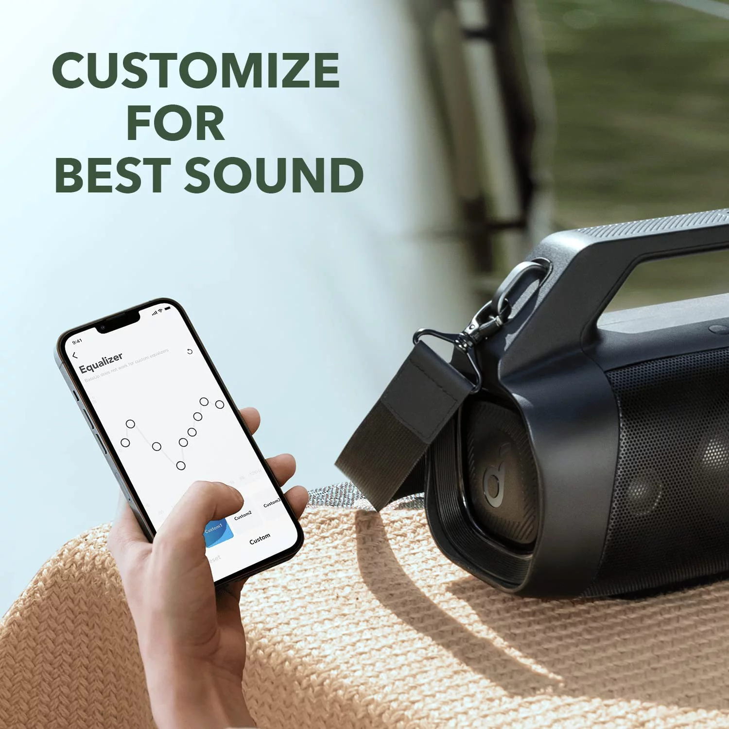 Soundcore Anker Motion Boom Plus Outdoor Bluetooth Speaker,80W Booming Sound,Portable with Strap for Camping