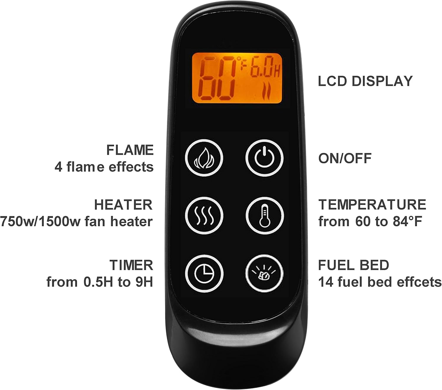 PuraFlame Alice 50 Inches Recessed Electric Fireplace, Flush Mounted for 2 X 6 Stud, Log Set & Crystal, 1500W Heater, Black