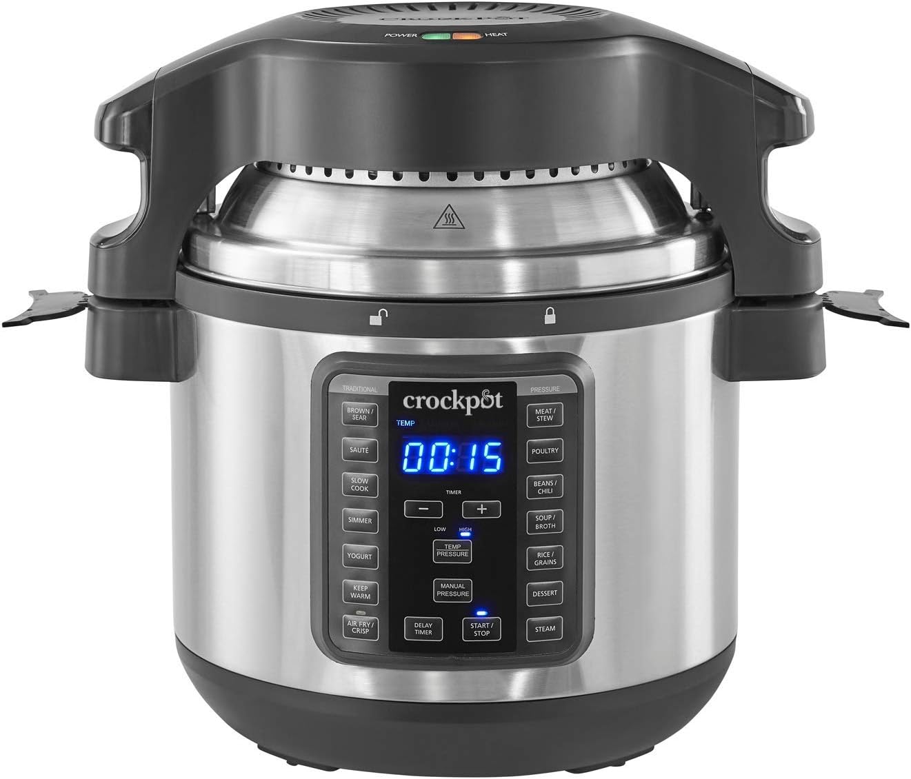 Crock-pot SCCPPA800-V1 Express Crisp 8-Quart Pressure Cooker Includes Air Fryer Lid, Stainless Steel