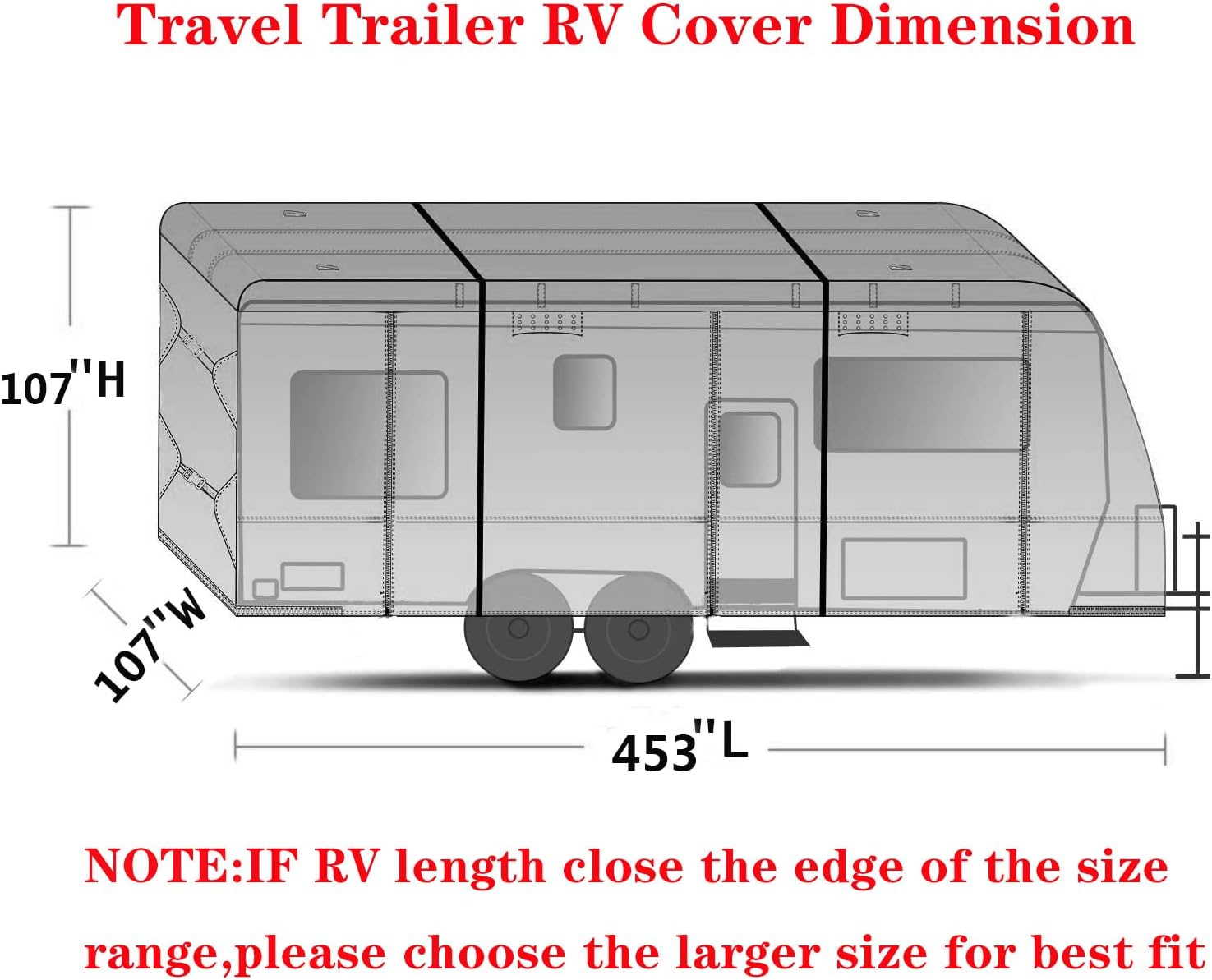 Travel Trailer RV Cover,Waterproof & Windproof Camper Cover Fits 16~18FT RV Trailer,Upgraded 420D Heavy Duty Polyester Oxford Durable, UV, Water Resistant RV Covers