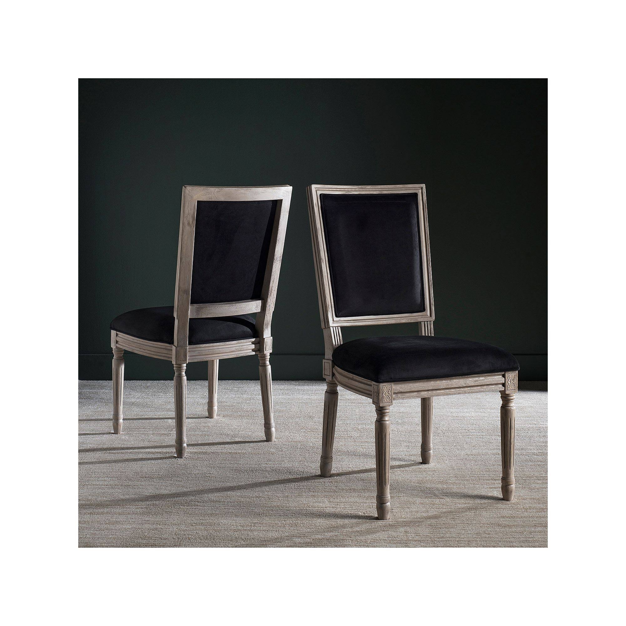 Safavieh Set of 2 Buchanan Black Velvet Side Chair