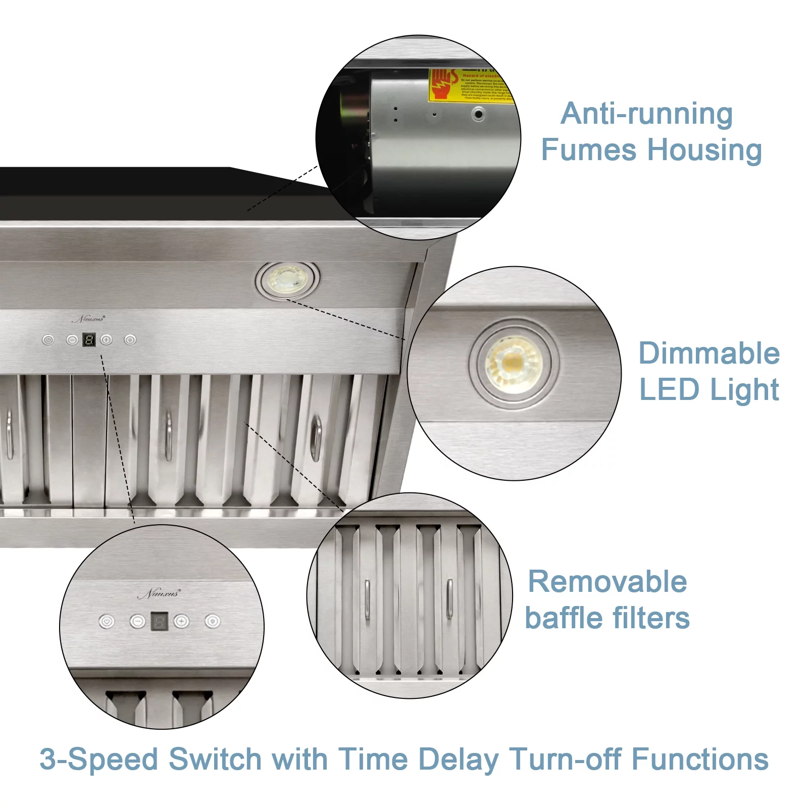 30 Inch Range Hood Insert, Ultra Quiet Stainless Steel Ducted Insert/Built-in Kitchen Vent Hood with Powerful Suction, Dimmable LED Lights and Dishwasher Safe Filters, 600 CFM