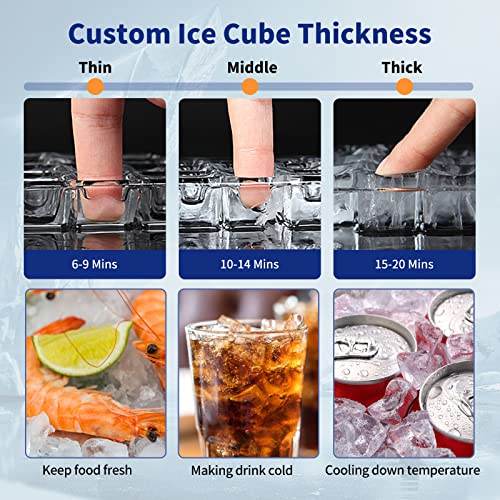 Commercail Ice Maker 160Lbs/24H with 35Lbs Ice Capacity,Upgraded 15" Wide Under Counter Ice Machine 63Pcs Ice Cubes,Commercial Ice Machine Self Clean Stainless Steel Built-in or Freestanding
