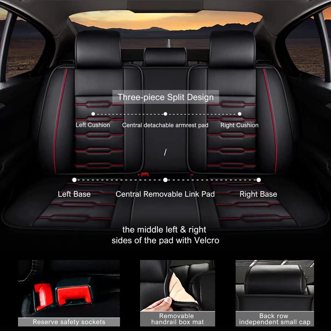 Seat Cover Custom Fit for Nissan Rogue 2008 2009 2010 2011 2012 2013 2020 2021 2022 Faux Leather Car Seat Protector Compatible Airbag Vehicle Cushion Covers Front Rear Seat Full Set(2 Rows 5 Seats)