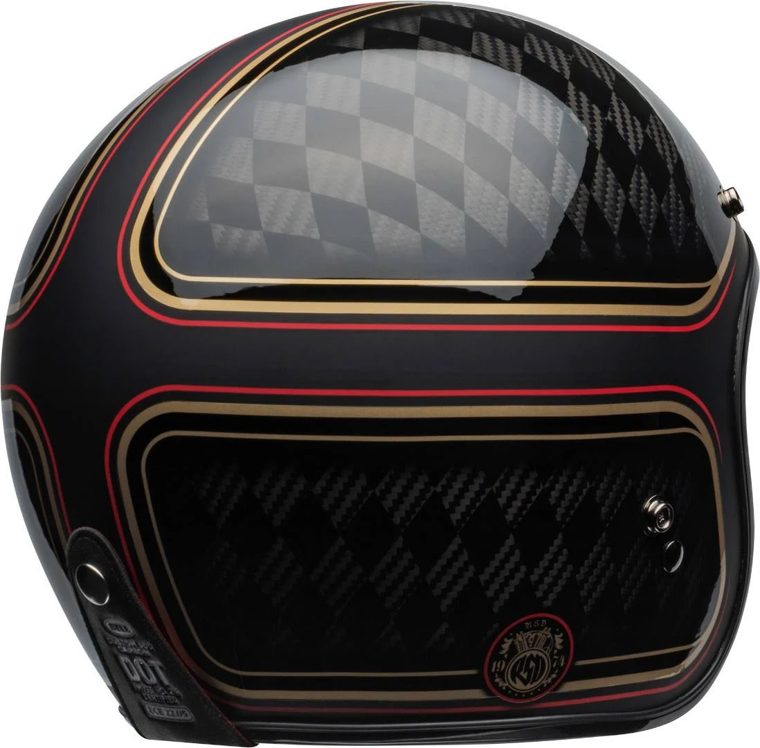 Bell Custom 500 Carbon RSD CheckMate, Jet Helmet - Black/Gold - M