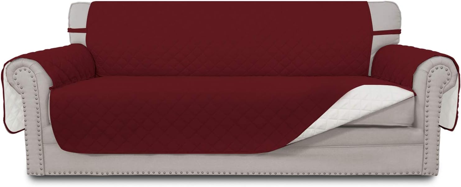 Easy-Going Sofa Slipcover Reversible Sofa Cover Water Resistant Couch Cover with Foam Sticks Elastic Straps Furniture Protector for Pets Kids Children Dog Cat (Sofa, Darkgray/Beige)