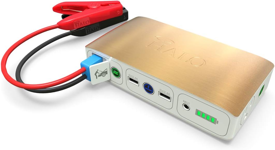 HALO Bolt 58830 mWh Portable Phone Laptop Charger Car Jump Starter with AC Outlet and Car Charger - Black Graphite