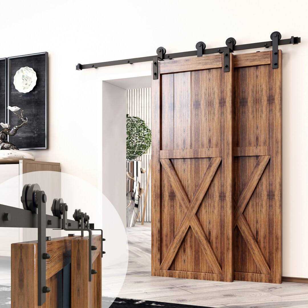 Single Bypass Double Door Barn Door Hardware Kit Homacer Track Length - Shop Hardware Tools Online Store