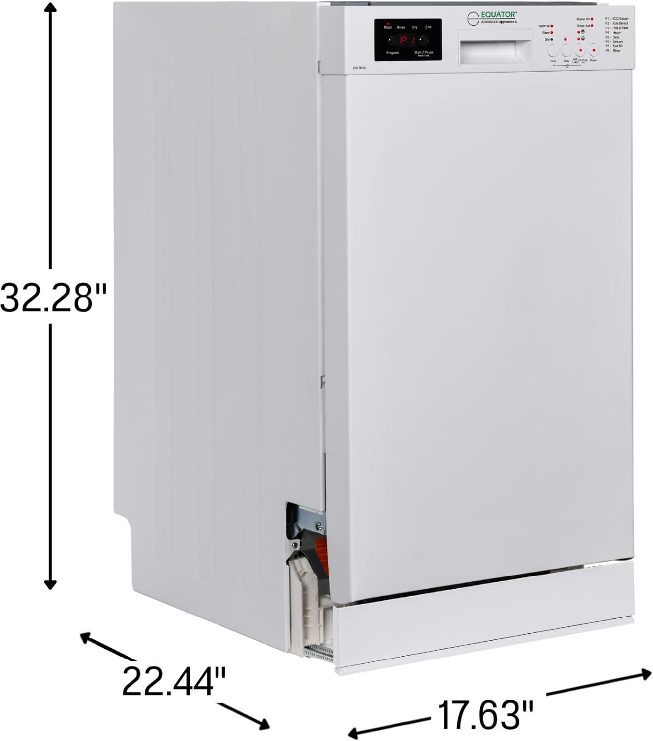 Equator 18" ADA Dishwasher 8 program 10 place Water 3.4g Quiet 51 dB 120V E-Star (White)