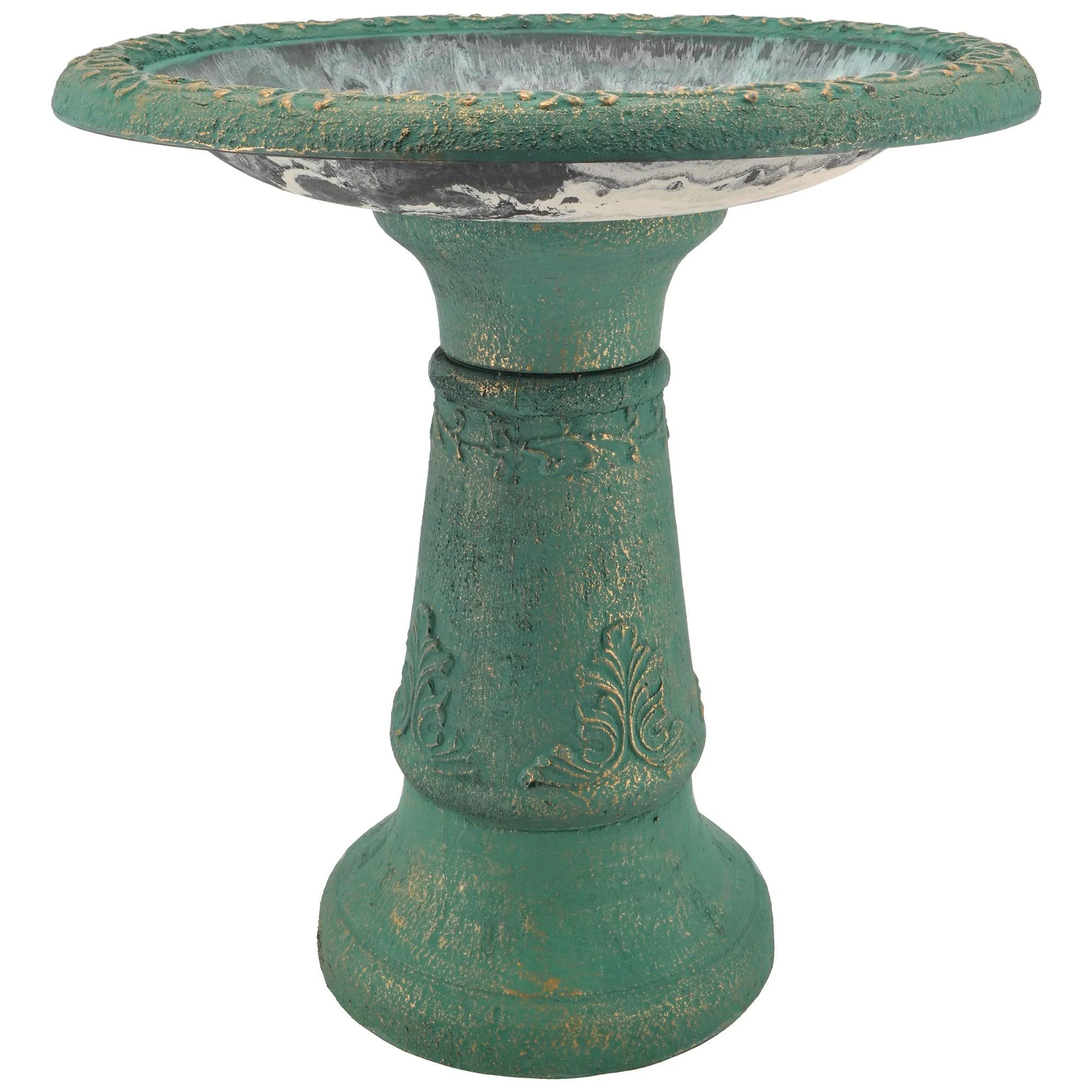 Arcadia Garden Products Bird Baths Fiberclay Birdbath, Green